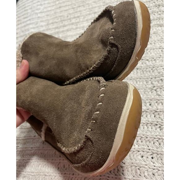 LL Bean Fur Lined Slip On Ankle Moccasin Boots Suede Womens Sz 10 M Brown 510523 - Picture 8 of 9